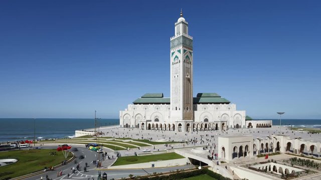Hassan II Mosque, the third largest mosque in the world, Casablanca, Morocco, North Africa, T/Lapse