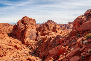 Fototapeta na wymiar Red rock landscape at Valley of Fire State Park in Nevada