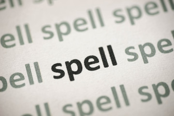 word spell printed on paper macro