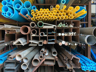 Stores selling pvc pipes, carbon steel, pipes round steel,  Various types of steel are used to work...