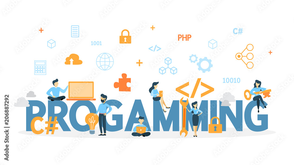 Poster programming concept illustration.