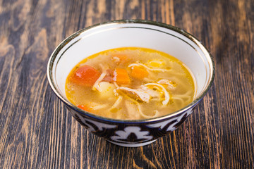 Traditional asian noodle lagman