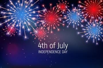 Fourth of July, Independence day of the United States. Happy Birthday America. Vector Illustration - obrazy, fototapety, plakaty