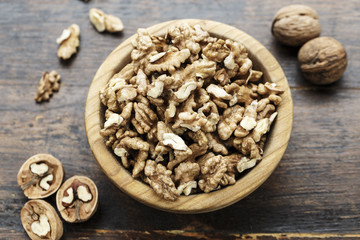 walnuts on a wooden background