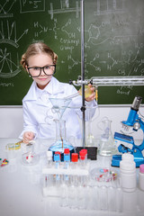 girl doing experiments