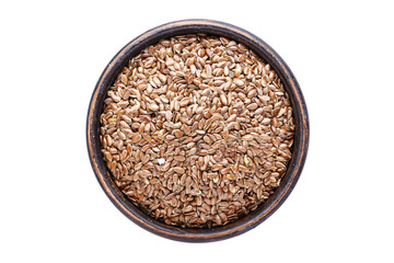 flax seeds in a plate isolated