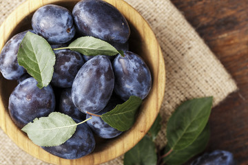 ripe plums in a plate