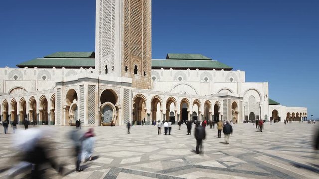 Hassan II Mosque, the third largest mosque in the world, Casablanca, Morocco, North Africa, T/Lapse