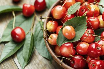 ripe sweet cherry in a plate