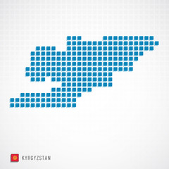 Fototapeta na wymiar Kyrgyzstan map and flag icon