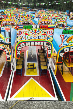 Colorful Boat in Xochimilco, Mexico