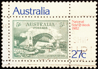 Sydney harbor bridge on australian stamp