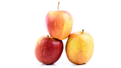 Fototapeta na wymiar Drei Äpfel gestapelt isoliert