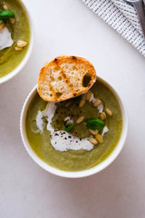 Broccoli cream soup, vegan, vegetarian eating, healthy food.
