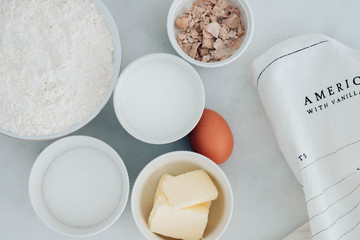 Ingredients for yeast dough preparation.