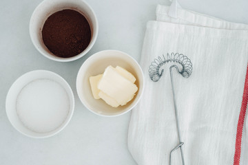Ingredients for yeast dough preparation.
