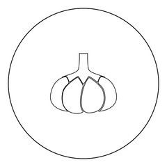 Garlic black icon in circle vector illustration isolated .