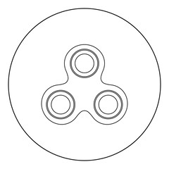 Hand spinner black icon in circle vector illustration isolated .