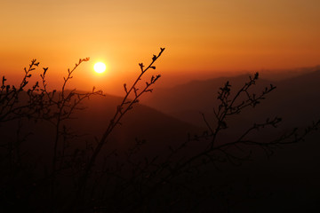 Gruzja, Park Narodowy Borjomi – Kharagauli - wschód słońca w okolicach góry Lomis Mta  - obrazy, fototapety, plakaty