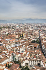 Fototapeta na wymiar View of the city of Florence from the Brunelleschi dome of the cathedral of Florence.