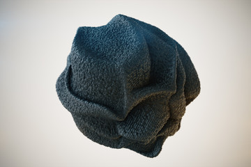Abstract Black Textured Sponge Organic Sphere 3d illustration