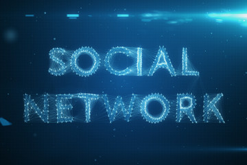 Obraz premium Connecting people on the internet, nodes transforming into the form of the word social network 3d illustration