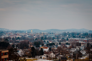 The view of Indiana Pennsylvania from St Bernard Church during the winter