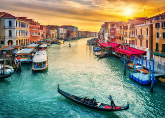 Gondola near Rialto Bridge in Venice, Italy