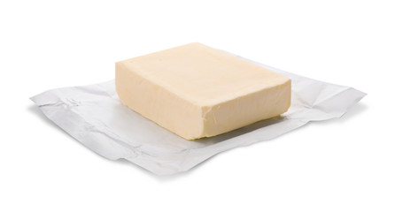 Tasty fresh butter on white background