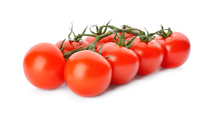 Fresh ripe red tomatoes on white background
