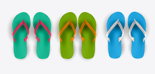 Beach Flip Flop Collection Set Vector Illustration