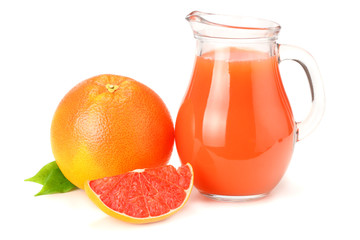 healthy food. grapefruit juice with sliced grapefruit isolated on white background