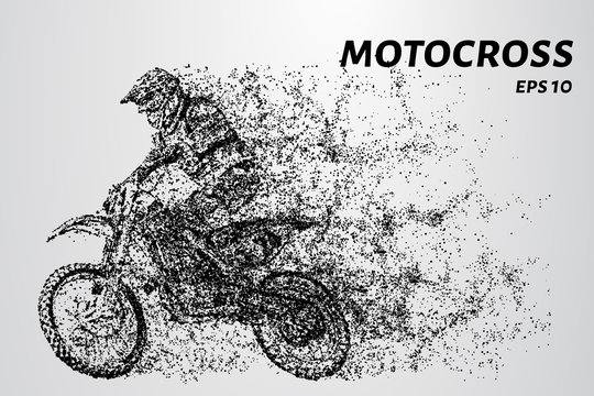 Motocross particles. Motocross consists of circles and dots. Vector illustration.