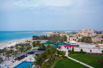 Obraz premium Al Hamra beach, a view from Al Hamra Beach Resort March 01, 2017