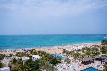Obraz premium Al Hamra beach, a view from Al Hamra Beach Resort March 01, 2017
