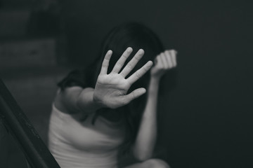 Female slavery in an abandoned building, ending violence against women, international women's day.