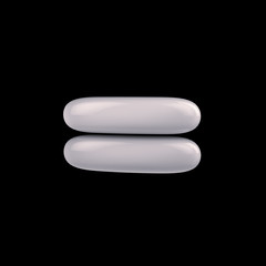 Symbol equally of milk, white colors on a black background, 3d render