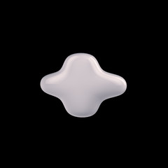 Symbol plus of milk, white colors on a black background, 3d render