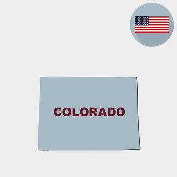 U.S. state of Colorado on the map on a grey background. American