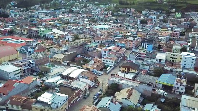Drone flight over Alaus&igrave; town Ecuador