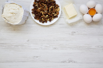 Ingredients for making cookies. Top view. From above, flat lay. Copy space.