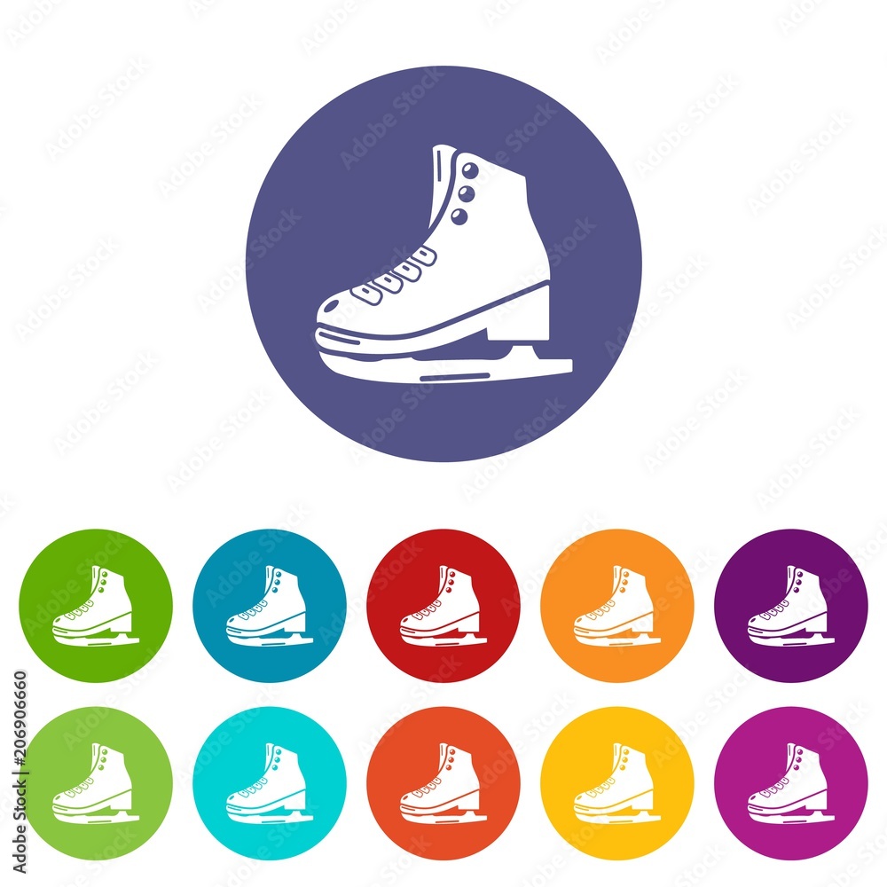 Aufkleber skates ice icons color set vector for any web design on white background