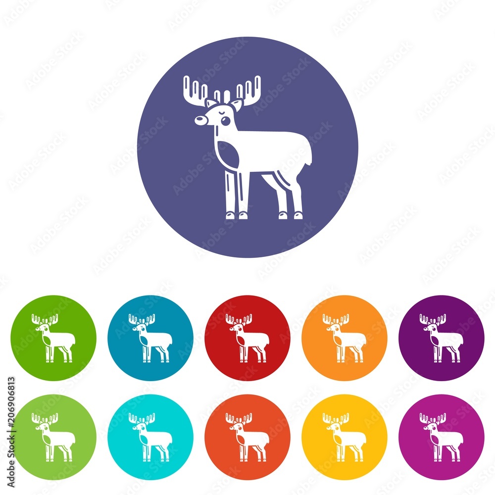 Poster Elk icons color set vector for any web design on white background