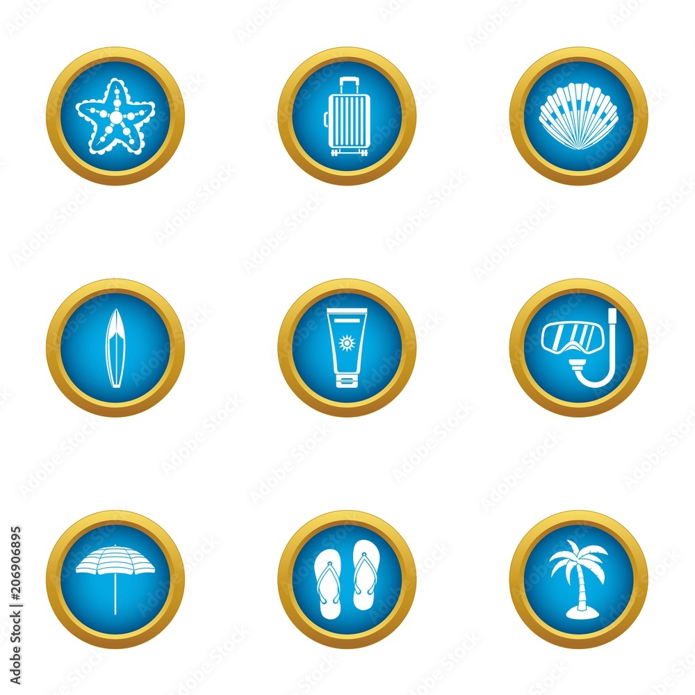 Poster adventure journey icons set. flat set of 9 adventure journey vector icons for web isolated on white 