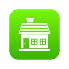 One-storey house icon digital green for any design isolated on white vector illustration