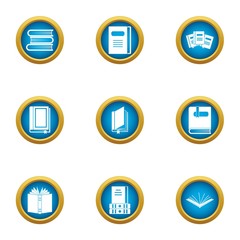 Book business icons set. Flat set of 9 book business vector icons for web isolated on white background