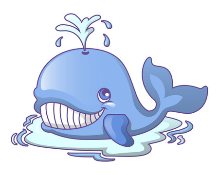 Water bath whale icon. Cartoon of water bath whale vector icon for web design isolated on white background