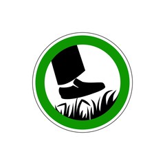 STOP! Yes! You can walk on the grass. VECTOR. The icon with a green contour on a white background. For any use. Illustration.