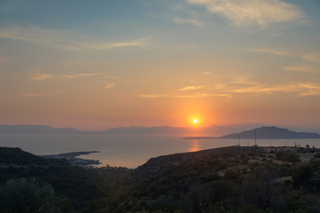 Sunset at Archangelos on the Peloponnese in Greece