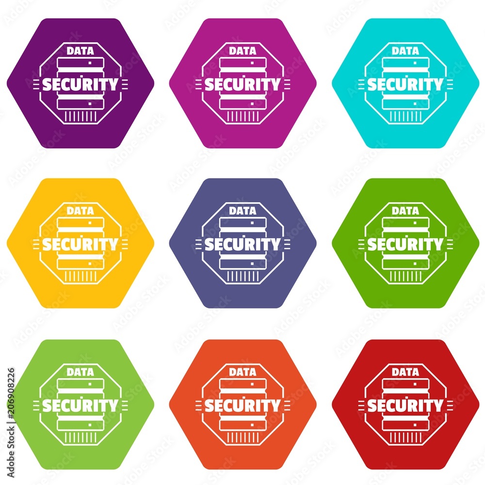 Aufkleber personal data security icons 9 set coloful isolated on white for web